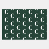 Monogrammen donkergroen aangepast initiaal patroon inpakpapier vel (Voorkant 3)
