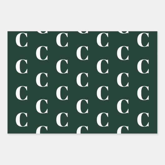 Monogrammen donkergroen aangepast initiaal patroon inpakpapier vel (Voorkant 3)