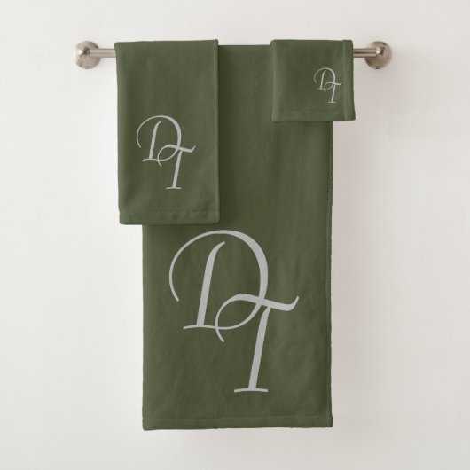 Monogrammen - donkergroene vaste stof bad handdoek (Insitu)