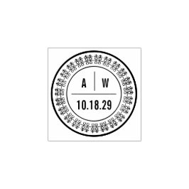 Monogrammen & Dubbel Geluk Ring Chinese Trouwdag Rubberstempel