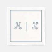 Monogrammen Dusty Blue Cool Script Modern Wedding Servet (Voorkant)