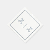 Monogrammen Dusty Blue Cool Script Modern Wedding Servet (Hoek)
