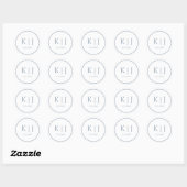 Monogrammen Dusty Blue Elegant Minimalist Wedding Ronde Sticker (Vel)