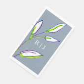 Monogrammen Dusty Blue Sage Green Leaves Wedding Servet (Hoek)