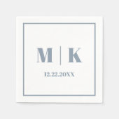 Monogrammen Dusty Blue Script Modern Wedding 2025 Servet (Voorkant)