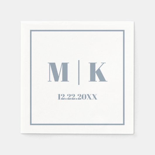 Monogrammen Dusty Blue Script Modern Wedding 2025 Servet (Voorkant)