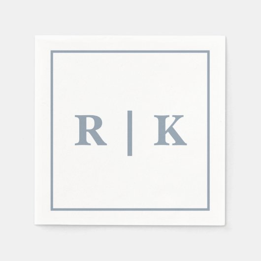 Monogrammen Dusty Blue Simple Minimal Trendy Weddi Servet (Voorkant)