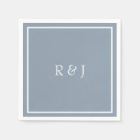 Monogrammen Dusty Blue White Ampersand Cool Weddin
