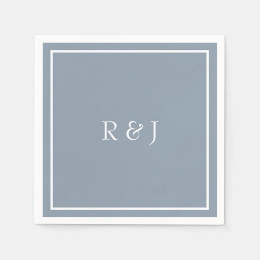 Monogrammen Dusty Blue White Ampersand Cool Weddin Servet (Voorkant)