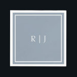 Monogrammen Dusty Blue White Initialen Eenvoudige  Servet<br><div class="desc">Ontworpen met tekst sjabloon voor monogrammed initialen die u kunt aanpassen!</div>