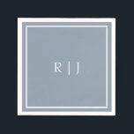 Monogrammen Dusty Blue White Initialen Eenvoudige  Servet<br><div class="desc">Ontworpen met tekst sjabloon voor monogrammed initialen die u kunt aanpassen!</div>