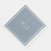 Monogrammen Dusty Blue White Initialen Eenvoudige  Servet (Hoek)