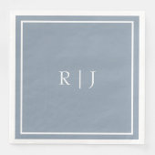 Monogrammen Dusty Blue White Initialen Eenvoudige  Servet (Voorkant)