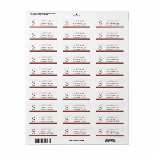 Monogrammen Eenvoudig Matig Manuscript Etiket van  (Full Sheet)