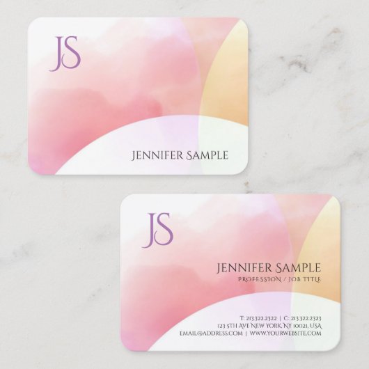 Monogrammen Eenvoudige Elegant Moderne Kleurrijke  Visitekaartje (Voorkant / Achterkant)