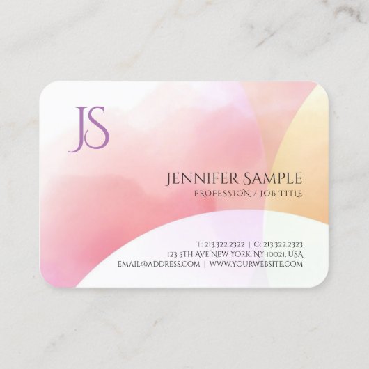 Monogrammen Eenvoudige Elegant Moderne Kleurrijke  Visitekaartje (Achterkant)