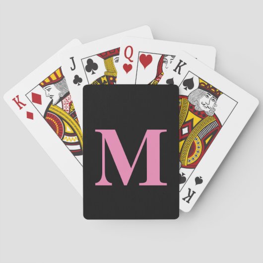Monogrammen eerste naam roze zwart meisjesachtig c pokerkaarten (Achterkant)
