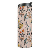 Monogrammen Elegant feminine floreel roze Thermosbeker (Gedraaid links)