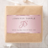 Monogrammen Elegant Roos Gold Moderne Eenvoudige Etiket (Insitu)