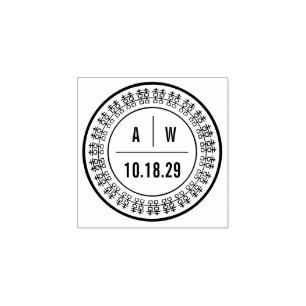Monogrammen en dubbelgeluksring Chinese bruiloft Rubberstempel