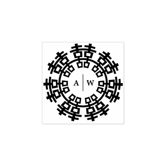 Monogrammen en dubbelgeluksring Chinese bruiloft Rubberstempel (Afrduk)