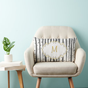 Monogrammen en linnen Birch Tree Pillow Kussen