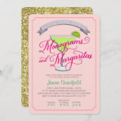 Monogrammen en margaritas Bridal Shower Kaart (Voorkant / Achterkant)