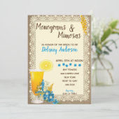 Monogrammen en Mimosas Bridal Shower Invitations Kaart (Staand voorkant)