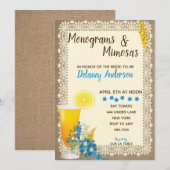 Monogrammen en Mimosas Bridal Shower Invitations Kaart (Voorkant / Achterkant)