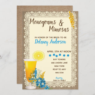 Monogrammen en Mimosas Bridal Shower Invitations Kaart