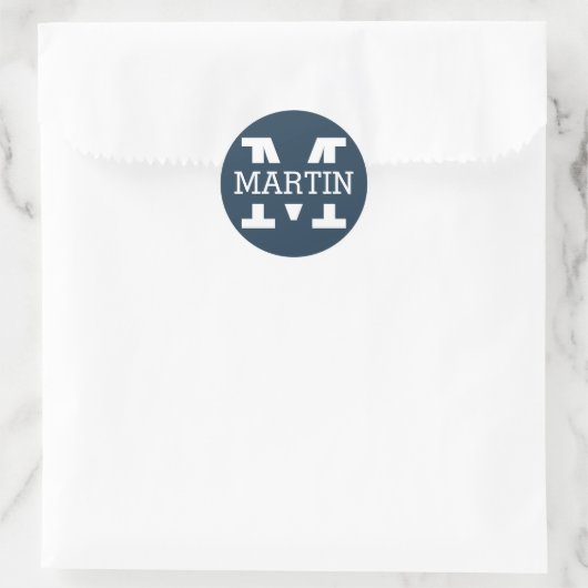monogrammen en naam ronde sticker (Tas)