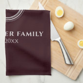 Monogrammen | Familienaam | Bourgogne en grijs Theedoek (Quarter Fold)