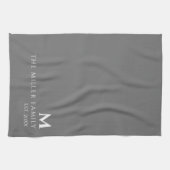 Monogrammen | Familienaam | Grijs en wit Theedoek (Horizontaal)
