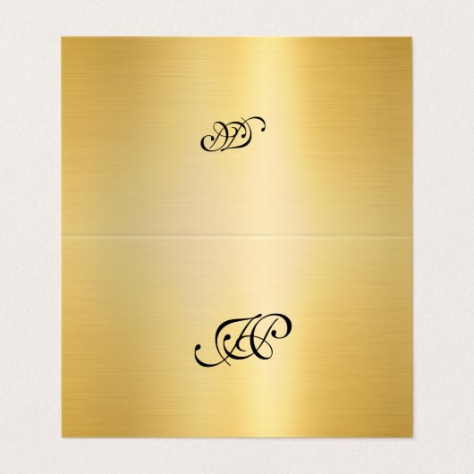 Monogrammen Faux Gold Elegant Calligraphy Script Visitekaartje (Buitenkant ongevouwen)