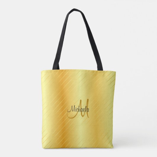 Monogrammen Faux Gold Elegant Moderne Sjabloon Tote Bag (Achterkant)