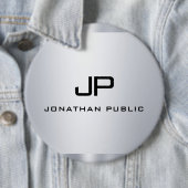Monogrammen Faux Silver Metallic look Sjabloon Ronde Button 6,0 Cm (In situ)