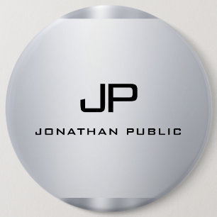 Monogrammen Faux Silver Metallic look Sjabloon Ronde Button 6,0 Cm