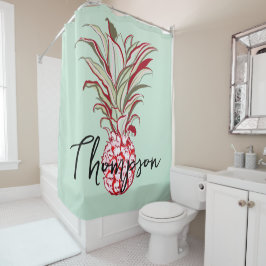 Monogrammen felle achtergrondschattige anananasbla douchegordijn