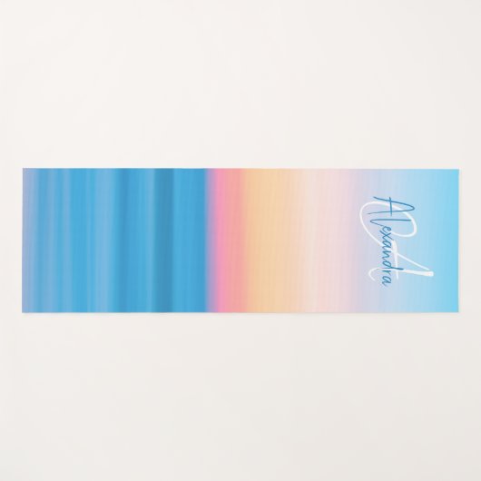 Monogrammen Feminine Pastel Beach Sunset Custom Yogamat (Voorkant (horizontaal))