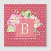 Monogrammen Feminine Pink Stippen Waterverf Magnet (Voorkant)