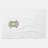 Monogrammen florale slak groen en witte elegant theedoek (Horizontaal)