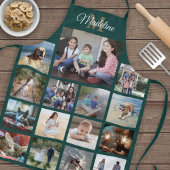 Monogrammen Foto Collage Grid Pattern Green Gold Schort