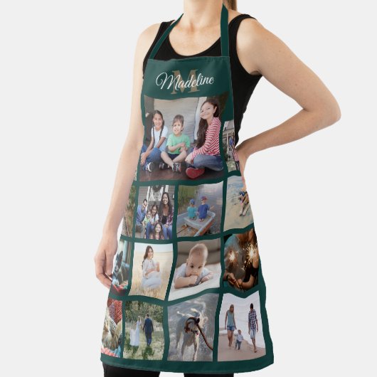 Monogrammen Foto Collage Grid Pattern Green Gold Schort (Insitu)