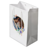 Monogrammen Foto Waterverf Gift Bag Medium Cadeauzakje (Achterkant Gekanteld)