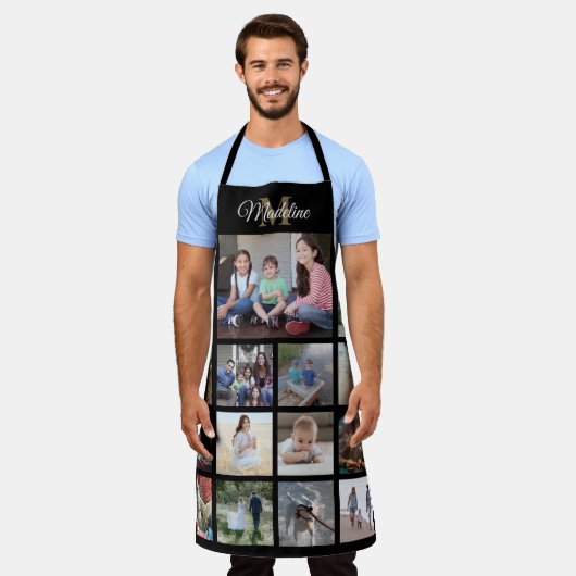 Monogrammen fotocollage Grid Pattern Black Gold Schort (Gedragen)