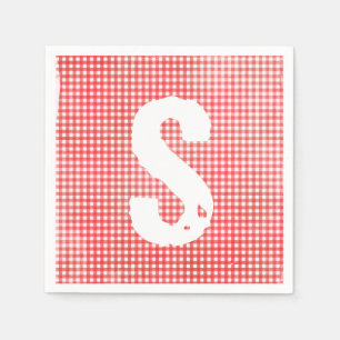 monogrammen gevlekt rood en wit gingham patroon servet