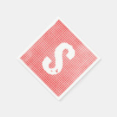 monogrammen gevlekt rood en wit gingham patroon servet (Hoek)