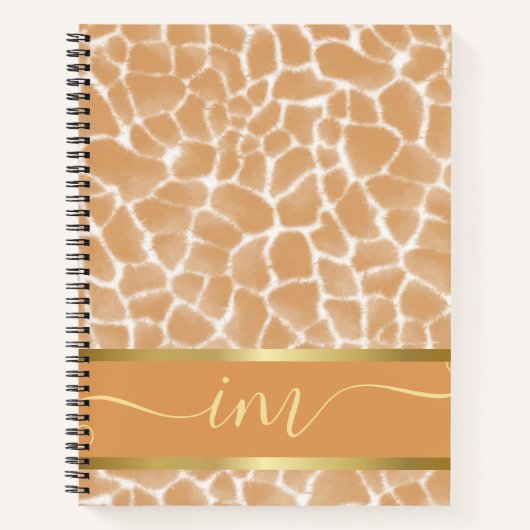 Monogrammen Giraffe Huid Waterverf Notitieboek (Voorkant)