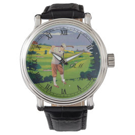 Monogrammen golfkunst horloge