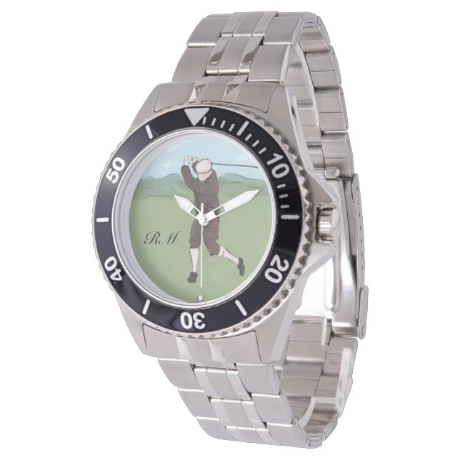Monogrammen  golfkunst horloge (Gekanteld)